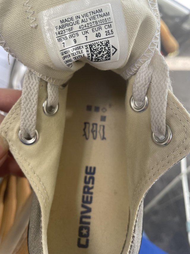 Preview of the first image of Unisex Beige Converse All Stars UK Size 7.