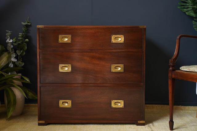 Image 11 of Mid Century Bevan Funnell Military Campaign Mahogany Drawers