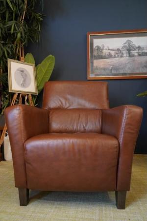 Image 18 of Mid Century Vintage Real Conker Brown Leather Armchair