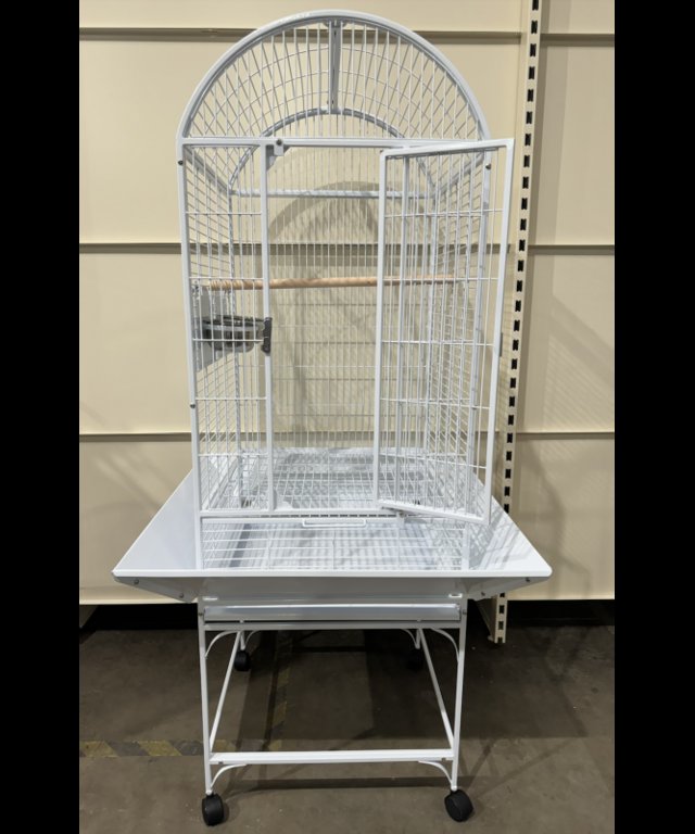Preview of the first image of Parrot-Supplies Alabama Dome Top Bird Cage - White.