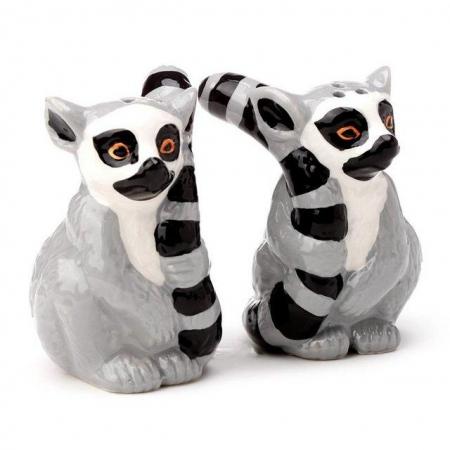 Image 1 of Novelty Ceramic Salt and Pepper - Lemur.  Free uk Postage