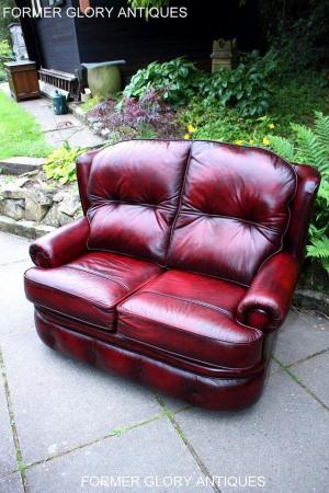 Image 62 of SAXON OXBLOOD RED LEATHER CHESTERFIELD SETTEE SOFA ARMCHAIR