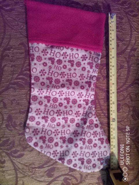 Preview of the first image of Christmas stocking with Ho Ho Ho design and plain back.
