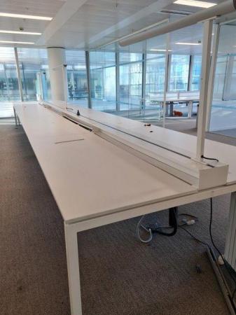 Image 2 of Extra large White 8-pod office bench hot desks/tables