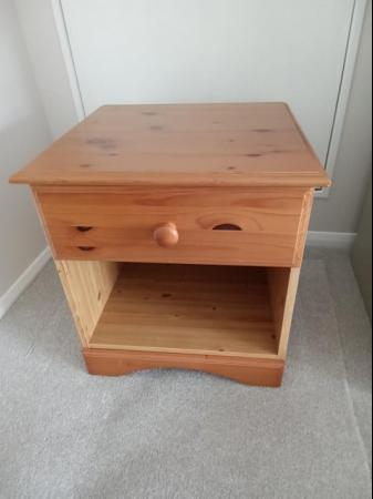 Image 1 of Pine bedside table and chest of drawers