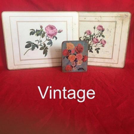 Image 1 of Vintage coaster/place or tablemat holder & 2 large placemats