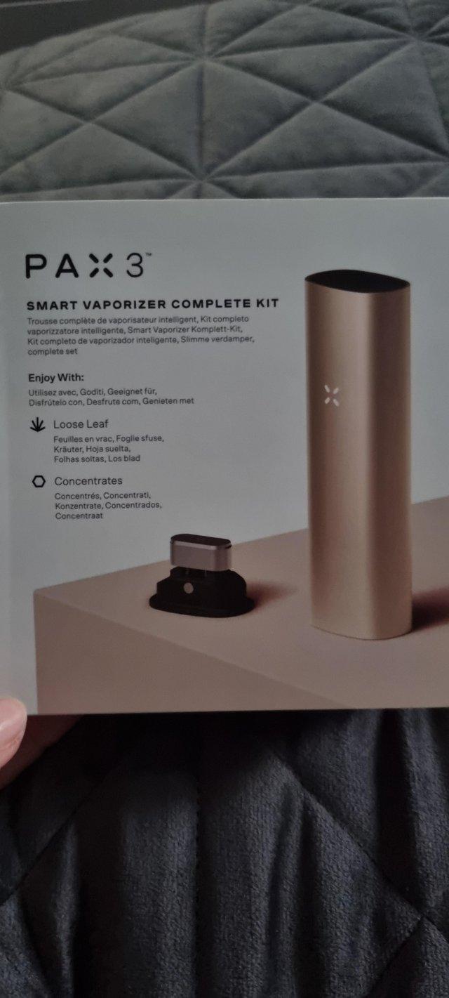 Preview of the first image of Pax 3 vaporiser brand new box still sealed.