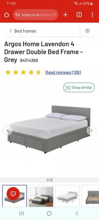 Image 2 of Argos Lavendon 4 drawer bed frame in grey with Mattress