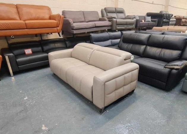 Image 6 of Ex-display Marvella grey leather 3 seater sofa