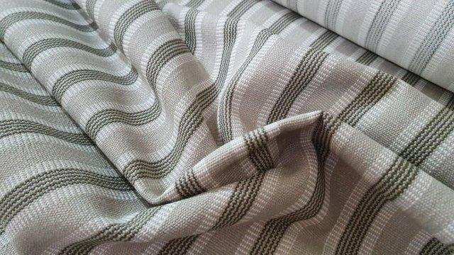 Preview of the first image of Perennials Picadilly Stripe Olive 5.4 Metres - Retails $800.