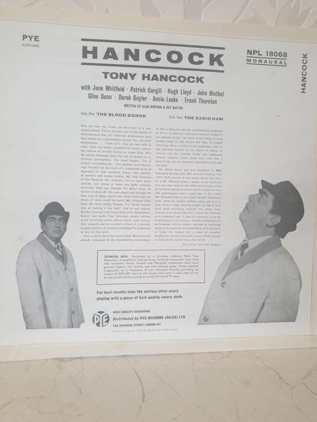 Preview of the first image of Tony Hancock LP 'The Blood Donor' & 'The Radio Ham' 1961.
