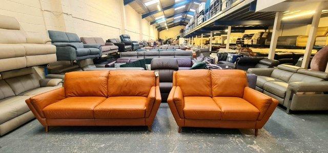 Image 3 of Fellini Alaska Brittany tan leather 3+2 seater sofas