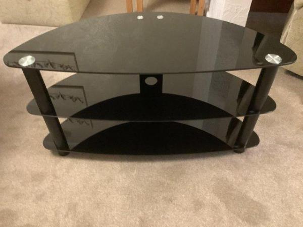 Image 1 of Black Tempered glass TV Stand.