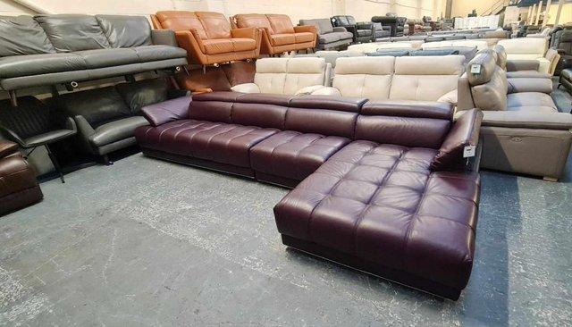Image 2 of Italia Living Vivaldi burgundy leather large chaise sofa