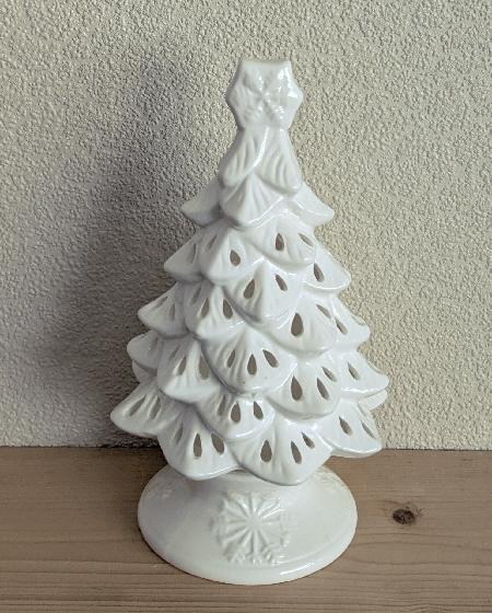 Preview of the first image of Lovely Ceramic White Christmas Tree Tealight Holder.
