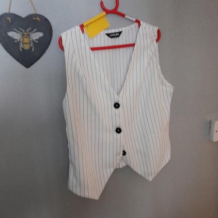 Image 1 of Laddies stripe print matching two piece waist coat small