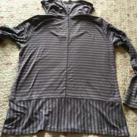 Image 3 of Size 16 M&S Grey Stripe Cowl Neck Long Sleeve Tunic