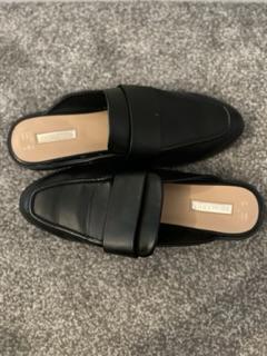 Image 2 of Black primark faux leather loafer/mules