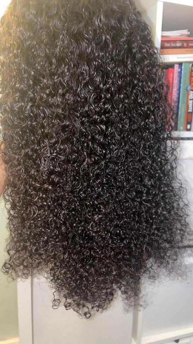Preview of the first image of Kinky Curly Pre Cut HD Lace Glueless Wig.