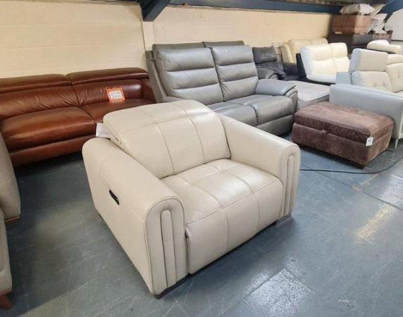 Image 5 of Alessio light grey/cream electric recliner armchair