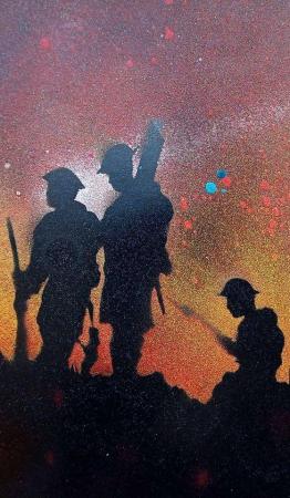 Image 2 of Tommy's advance ww1 the Somme acrylic spray art paiting