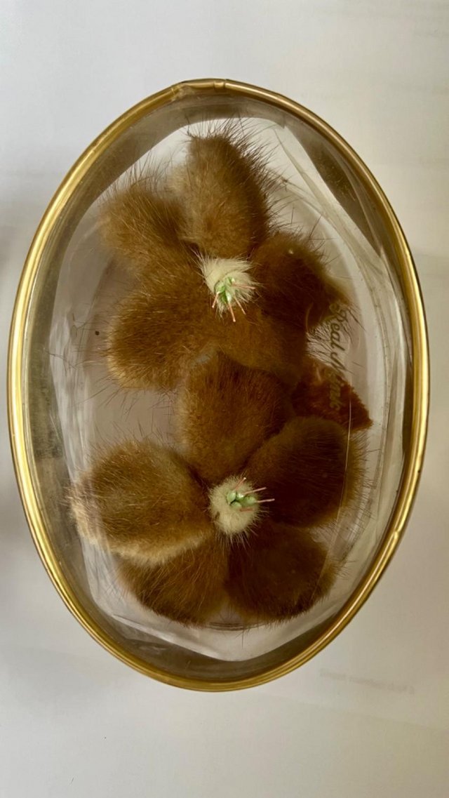 Preview of the first image of Vintage Art Deco Real Mink Fur Large Flower Statement Brooch.