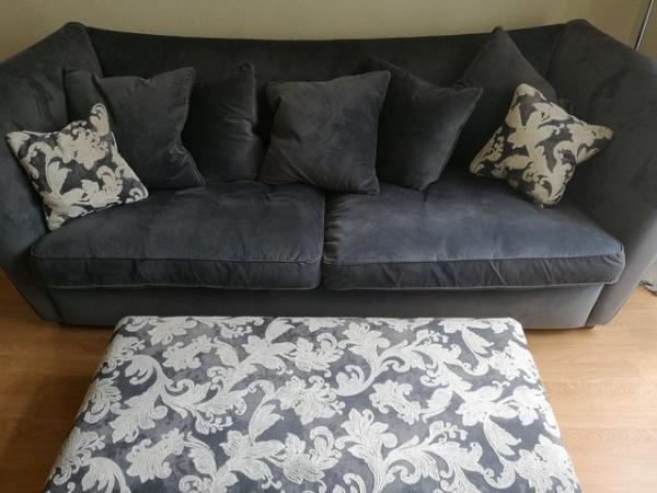 Image 1 of Beautiful Large Grey Sofa with footstool