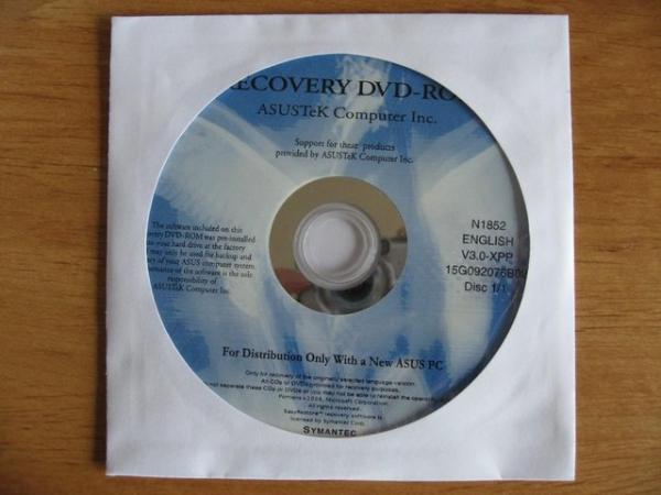 Image 2 of ASUS Recovery DVD-ROM Disc -  N1852 English V3.0-XPP