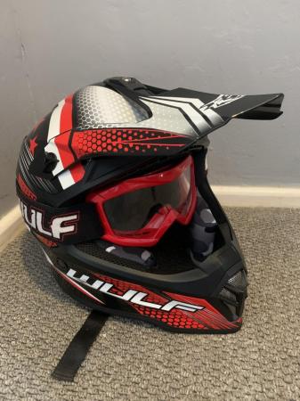 Image 3 of Wulf Sport Cub Kids Helmet & Goggles, Motorcross YXL 53-54cm