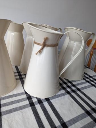 Image 3 of 10 x cream metal milk jug vases - wedding/event centrepiece