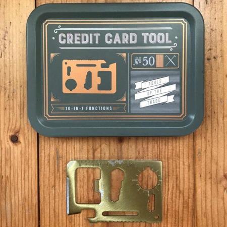 Image 1 of Credit card tool 10-in-1 functions, in tin. Can post.
