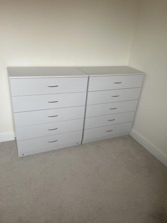 Image 1 of White wooden pair of drawers