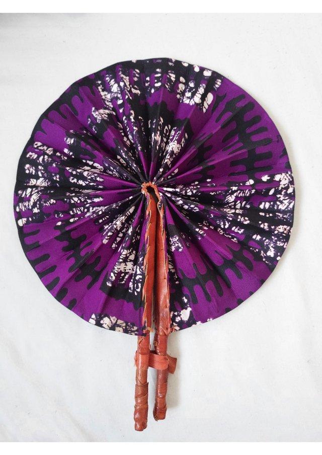 Preview of the first image of Unique handmade purple fan / accessory with african fabrics.