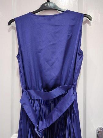 Image 11 of New Look Purple Occasion Satin Pleated Dress UK 12