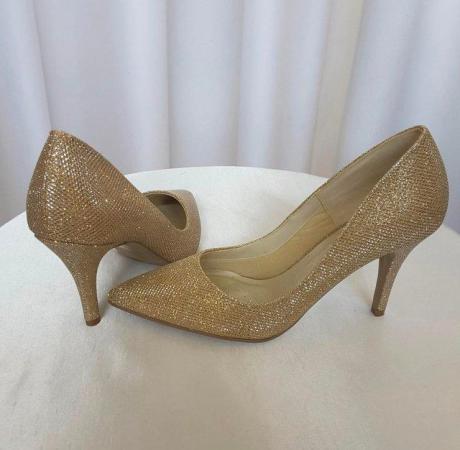 Image 4 of Champagne glitter mesh court shoe S.6 / 39 New in box.