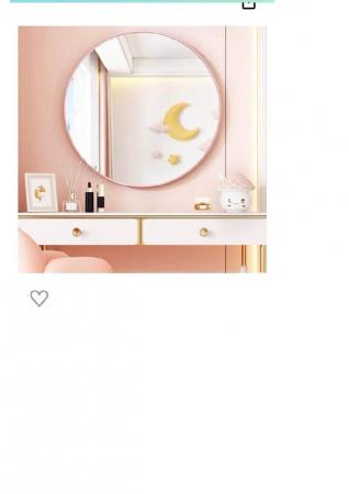 Image 1 of Round pink framed mirror 40cms diameter £9