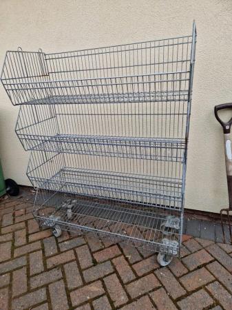 Image 2 of 4 x Large Retailers Crisp Baskets with set of wheels