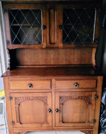 Image 1 of Dark Wood Welsh Dresser with Two Drawers and Two Cupboards