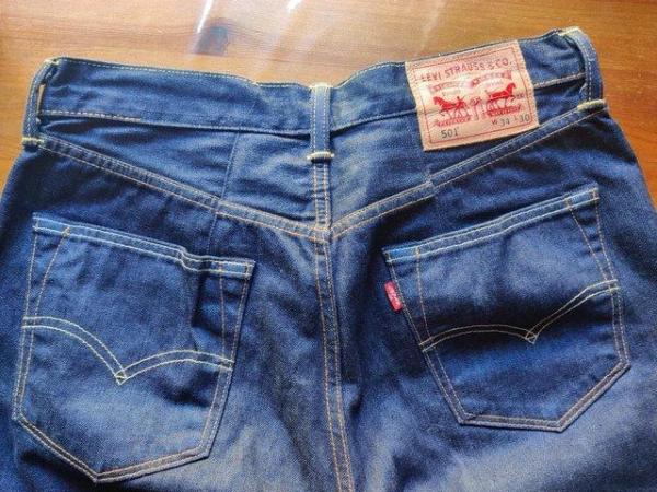 Image 3 of Pair of Levi's 501 Dark Blue Denim Jeans