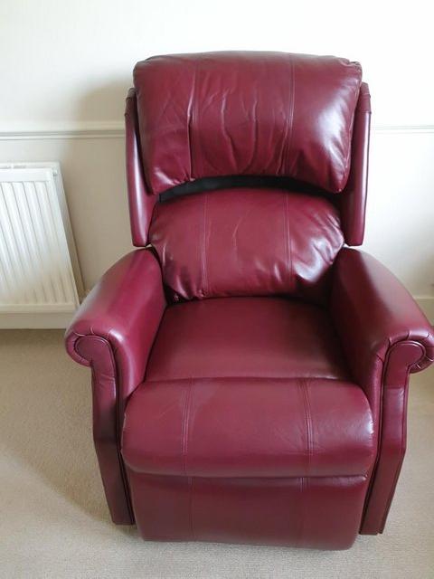 Preview of the first image of HSL Manual Recliner Burgundy Leather VGC.
