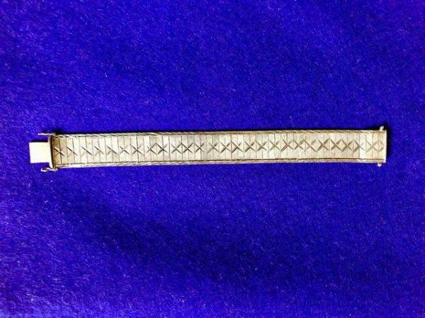 Image 1 of ANTIQUE HALLMARKED SILVER LINKED BRACELET WITH SAFETY CLASPS