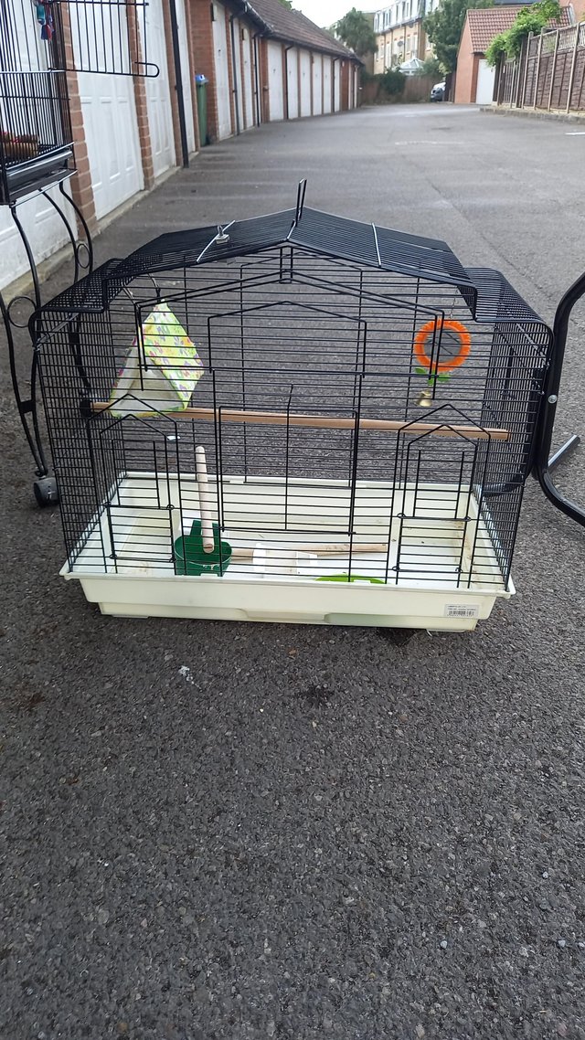 Preview of the first image of Bird cage, stand and toys.