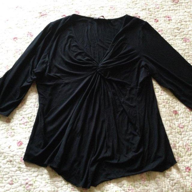 Preview of the first image of Size 1 RED HERRING MATERNITY Black Asymmetric 3/4 Sleeve Top.
