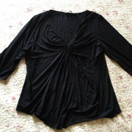 Image 1 of Size 1 RED HERRING MATERNITY Black Asymmetric 3/4 Sleeve Top