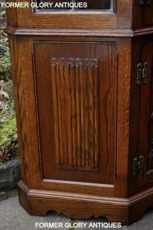 Image 66 of OLD CHARM LIGHT OAK CANTED CHINA DISPLAY CABINET STAND UNIT