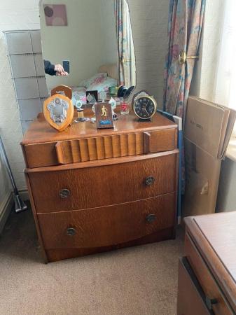 Image 2 of Vintage Oak Wood Dresser with Mirror