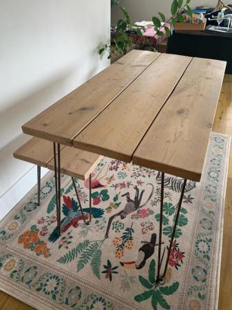 Image 1 of Perfect condition solid wood dining table and bench for sale