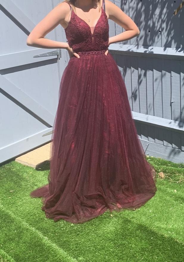 Preview of the first image of Burgundy Prom/Bridesmaid Dress.