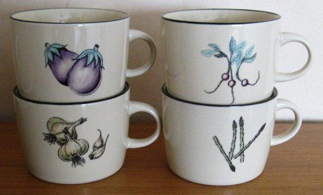 Image 1 of 4 Small Cups with vegetable pictures.
