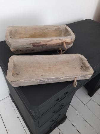 Image 1 of 8 Wooden Handmade Rustic Plates